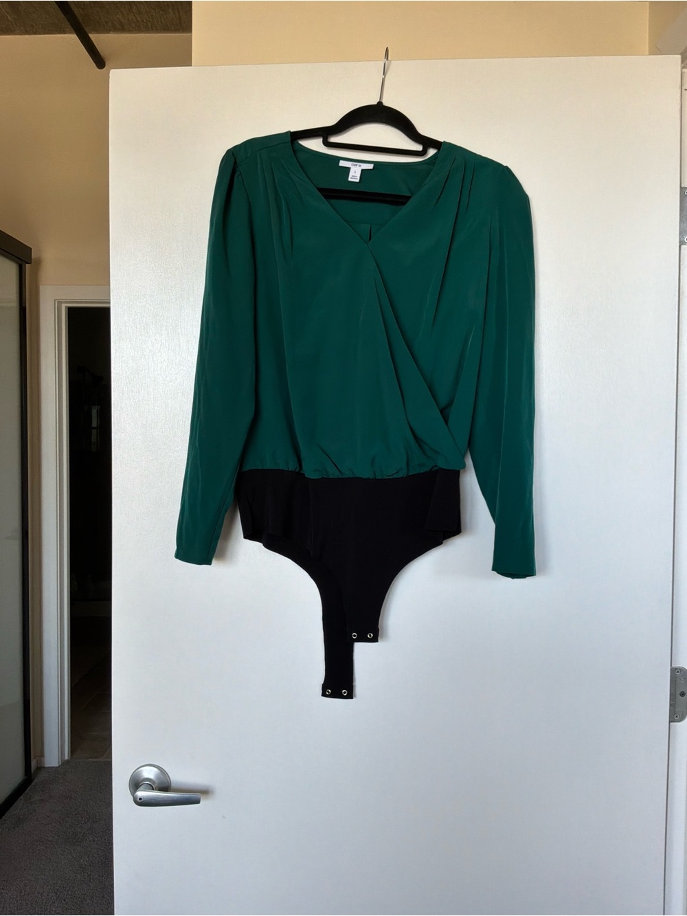 Bar III Teal Green Surplice Blouse Bodysuit